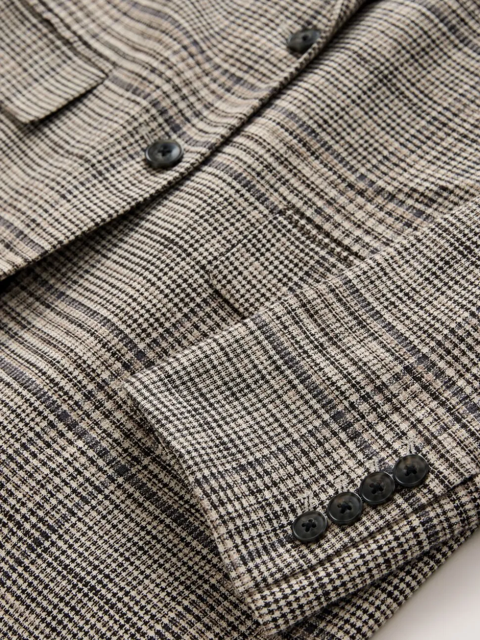 Bruin - N.Premium Check Linen Rich Single Breasted Blazer
