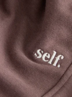 Bruin - Self. joggingbroek met boorden