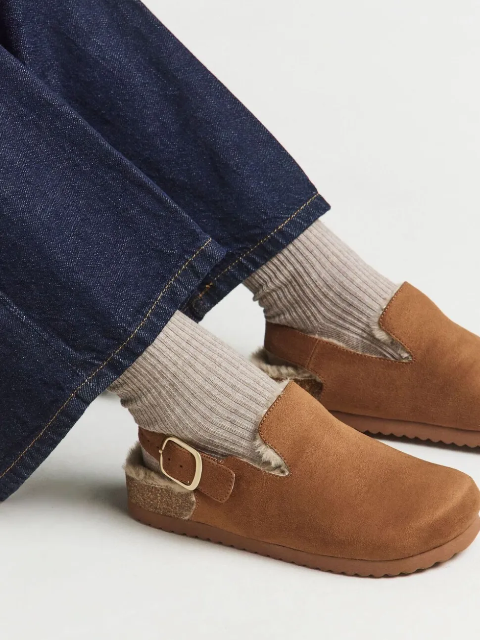 Bruin - Simply Be Fluffy Mules With Back Strap