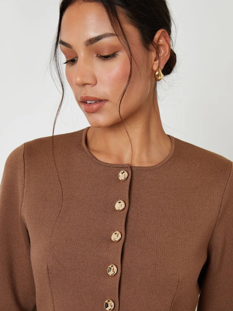 Bruin - Threadbare Cinched Knitted Button Up Cardigan