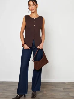 Bruin - Threadbare Ribbed Knitted Waistcoat