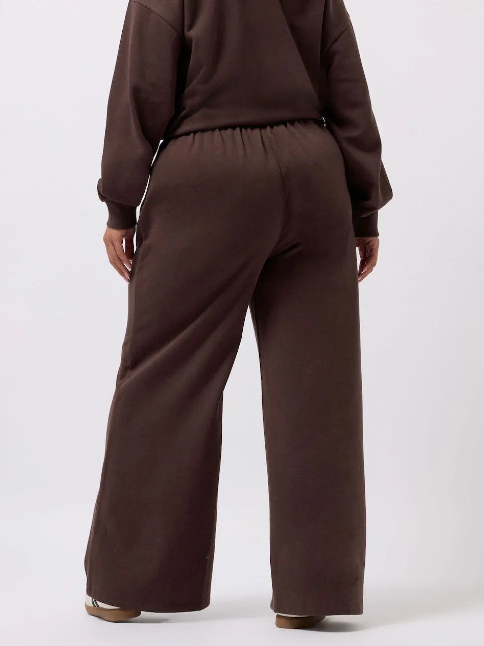 Bruin - Yours Curve joggingbroek met wijde pijpen
