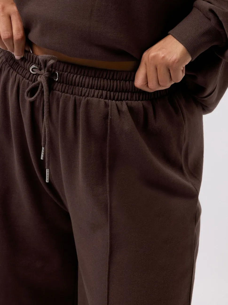 Bruin - Yours Curve joggingbroek met wijde pijpen