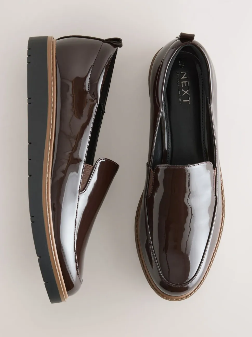 Bruin gepantenteerd - Forever Comfort® Slip On Clean Chunky Sole Loafers