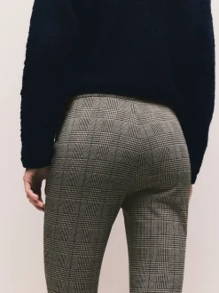 Bruin geruit - Legging van ponte-stof