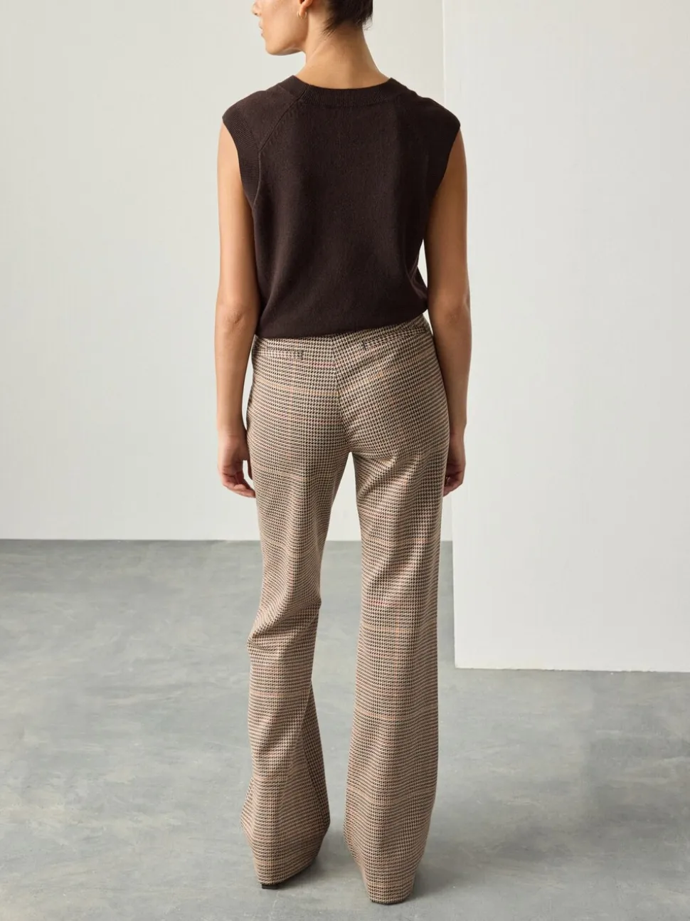 Bruin geruit - Ponte Flared Trousers