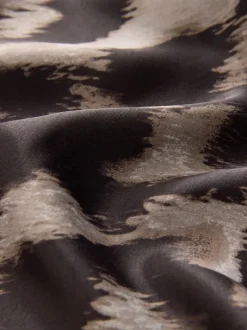 Bruin met dierenprint - Satijnen midirok