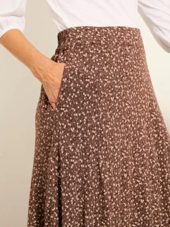 Bruin met fijne print - FatFace midirok