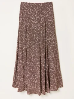 Bruin met fijne print - FatFace midirok