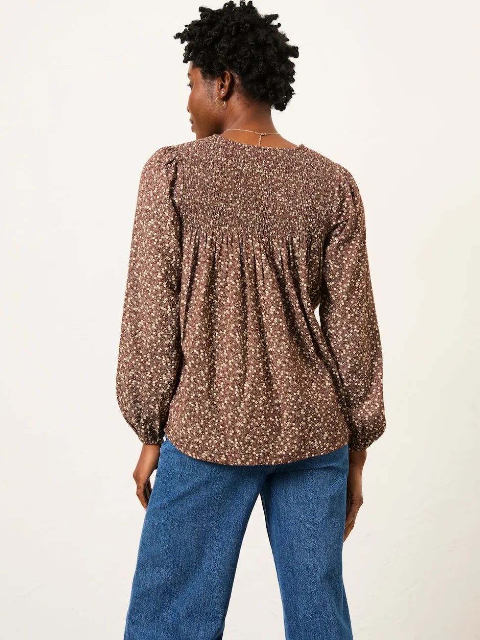Bruin met fijne print - FatFace Blouse