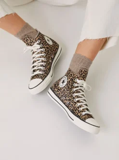 Bruin met luipaardprint - Converse Chuck Taylor Suede All Over High Trainers