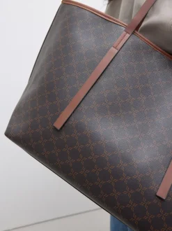 Bruin monogram - Grote schoudertas