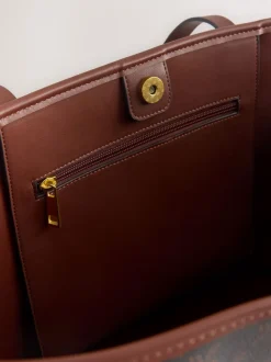 Bruin monogram - Grote schoudertas