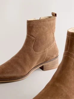 Bruin suède - Forever Comfort® enkellaarzen met rits aan de zijkant