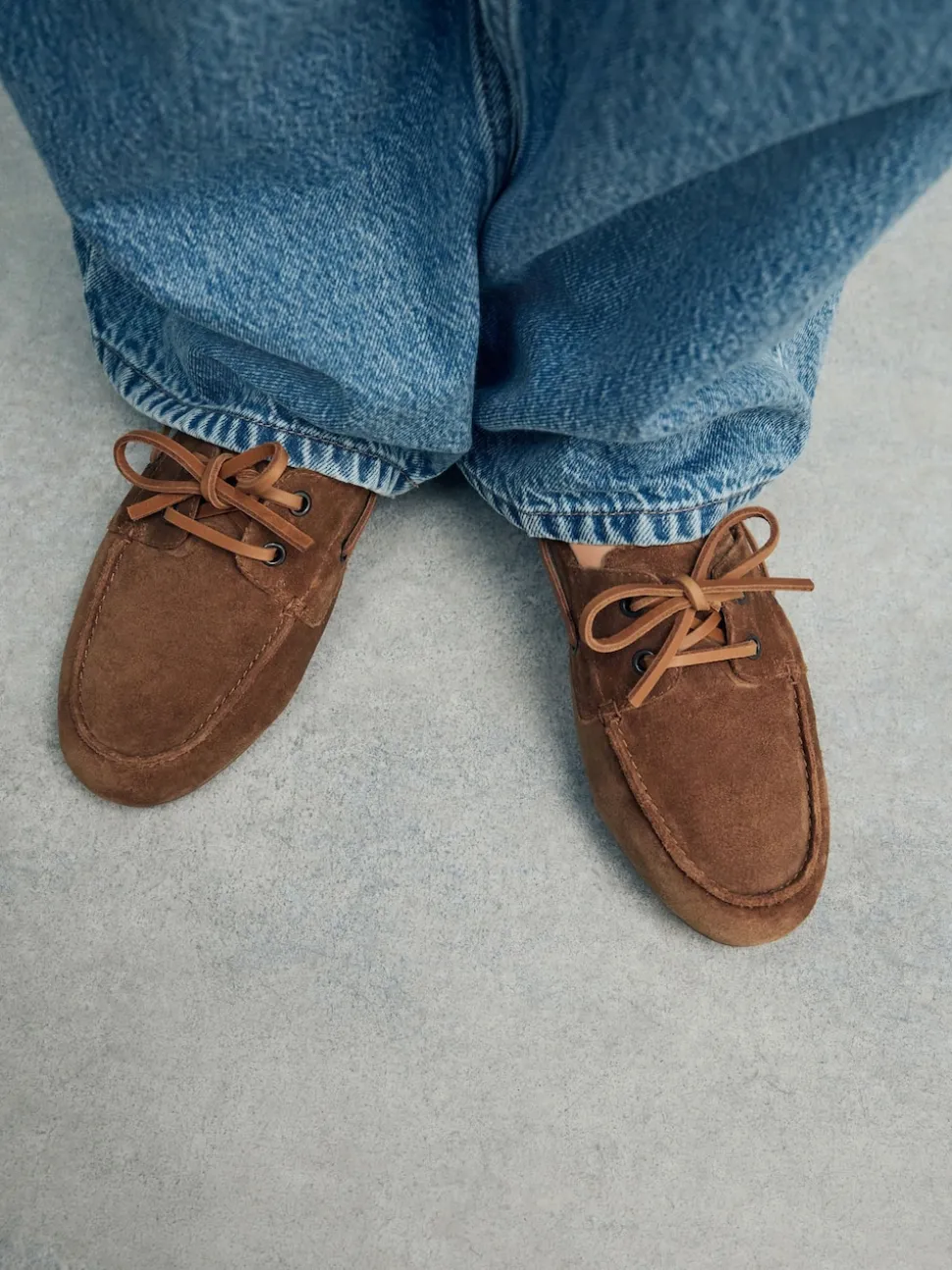 Bruin suède - Leren bootschoenen met ronde neus