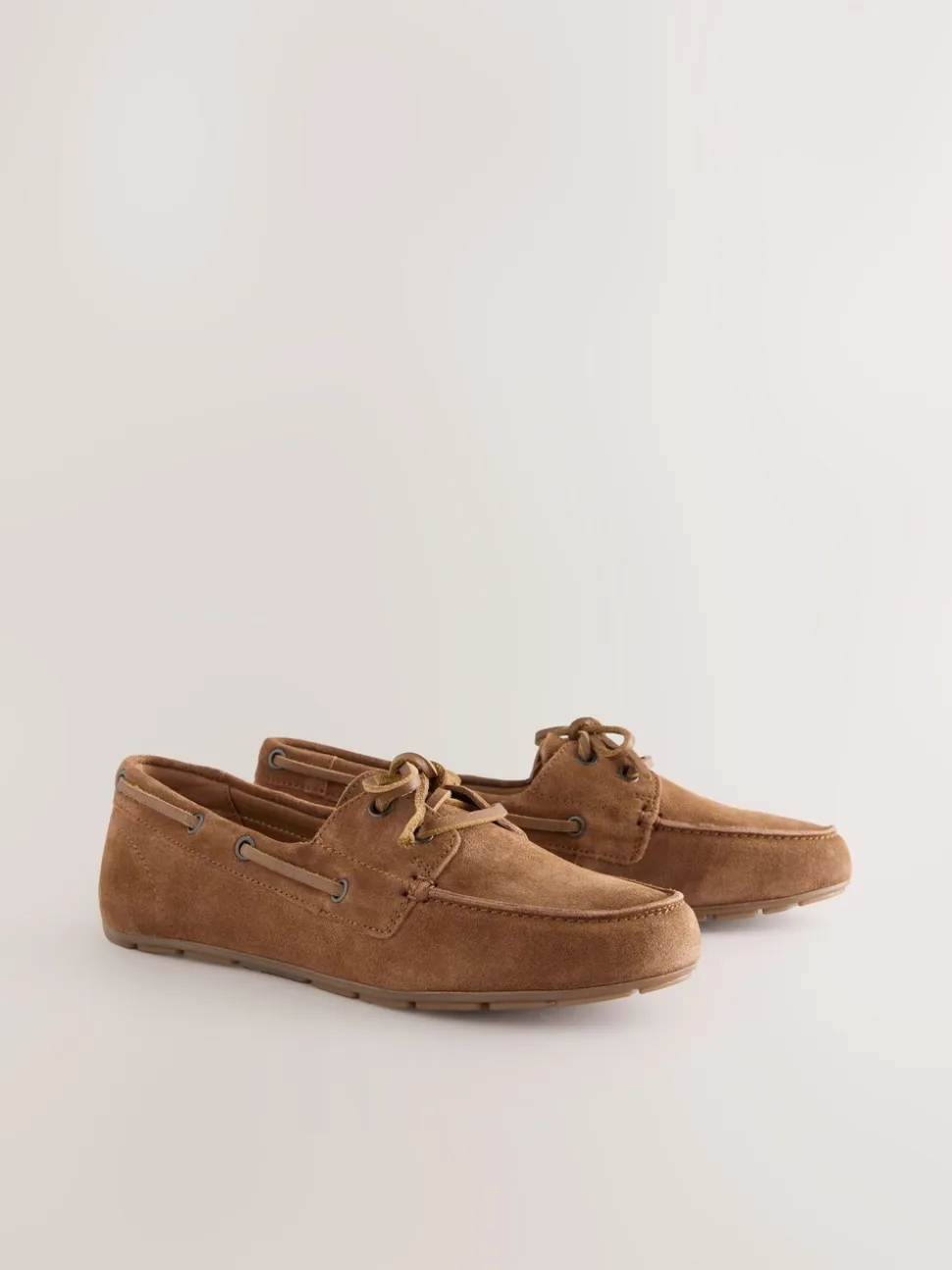 Bruin suède - Leren bootschoenen met ronde neus