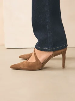 Bruin suède - Premium Leather Asymmetric Court Heels
