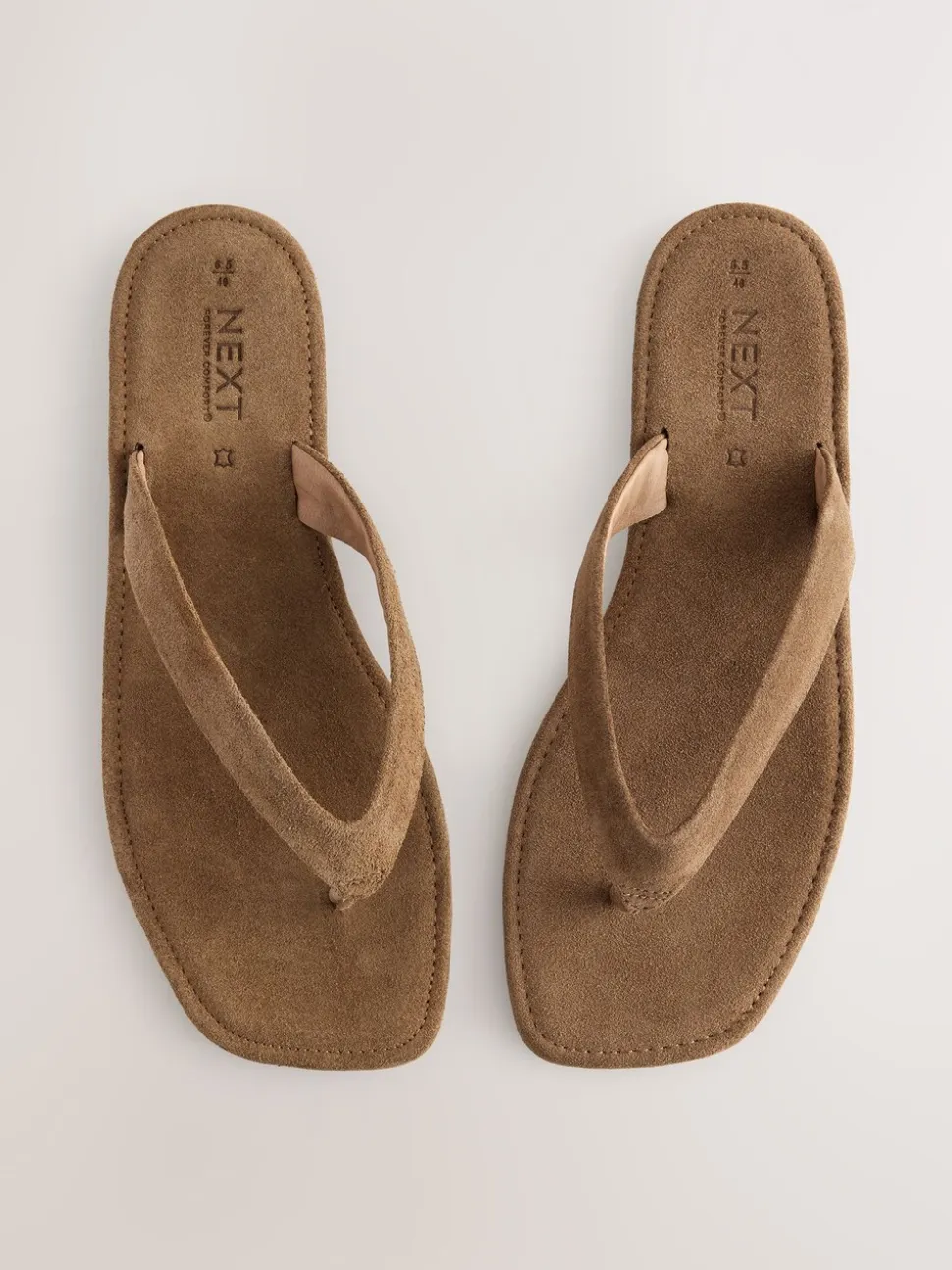 Bruin suède - Slippersandalen met vierkante neus