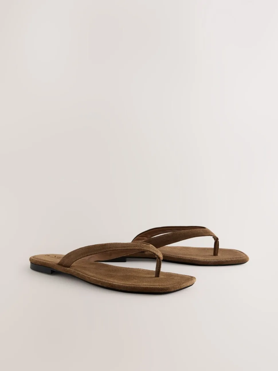 Bruin suède - Slippersandalen met vierkante neus