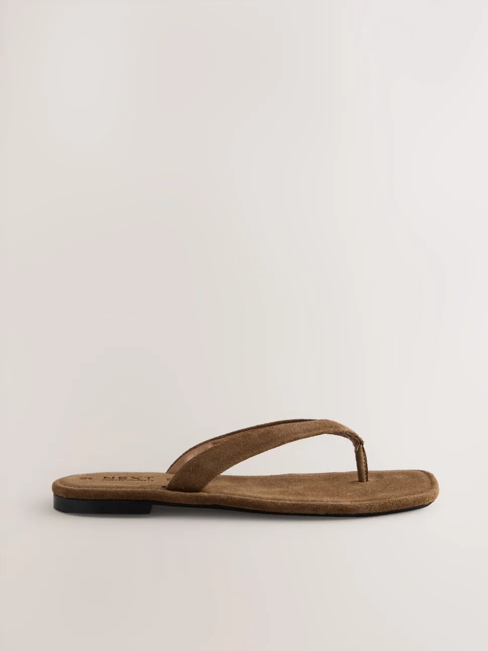 Bruin suède - Slippersandalen met vierkante neus