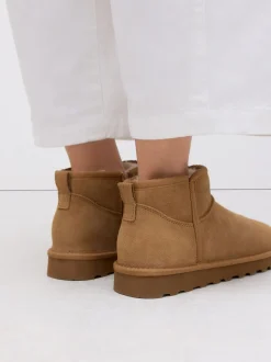 Bruin suède - Waterafstotende enkellaarzen van imitatiebont