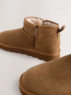 Bruin suède - Waterafstotende enkellaarzen van imitatiebont
