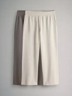 Bruin/crèmekleurig - The Set 2 Pack Joggingbroeken met wijde pijpen