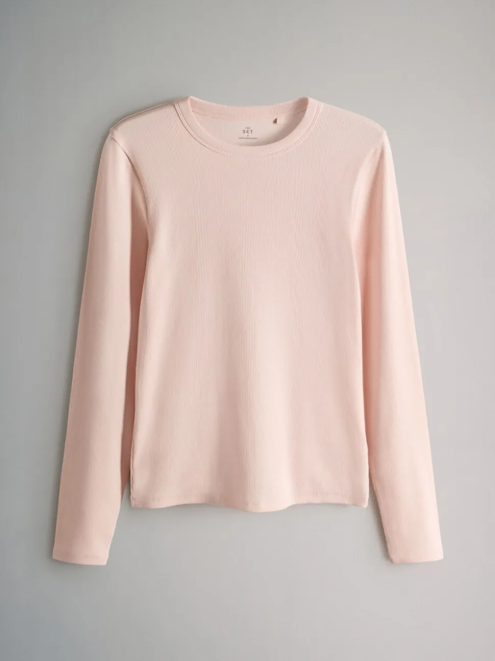 Bruin/Roze/Wit/Strepen - The Set van 5 geribbelde T-shirts met lange mouwen