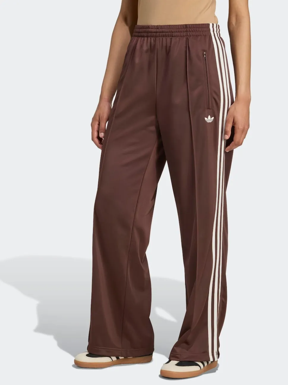 Bruin/wit - adidas Originals Firebird ruimvallende Broek