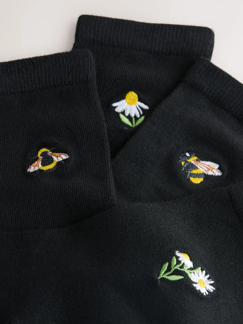 Bumble Bee - Set van 4 paar enkelsokken met geborduurd motief