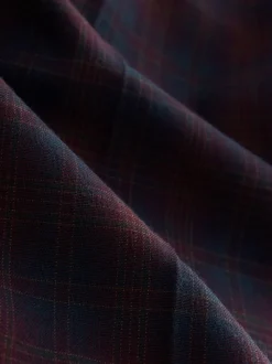 Burgundy Red/Navy Blue Check - Ruit Wijde pijpen Tailored Broeken
