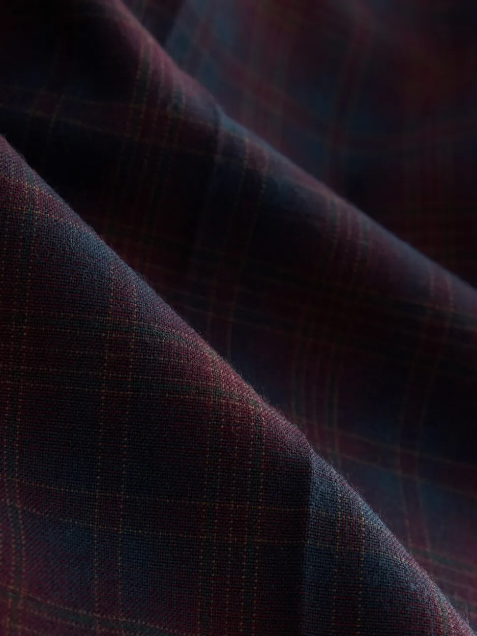 Burgundy Red/Navy Blue Check - Ruit Wijde pijpen Tailored Broeken
