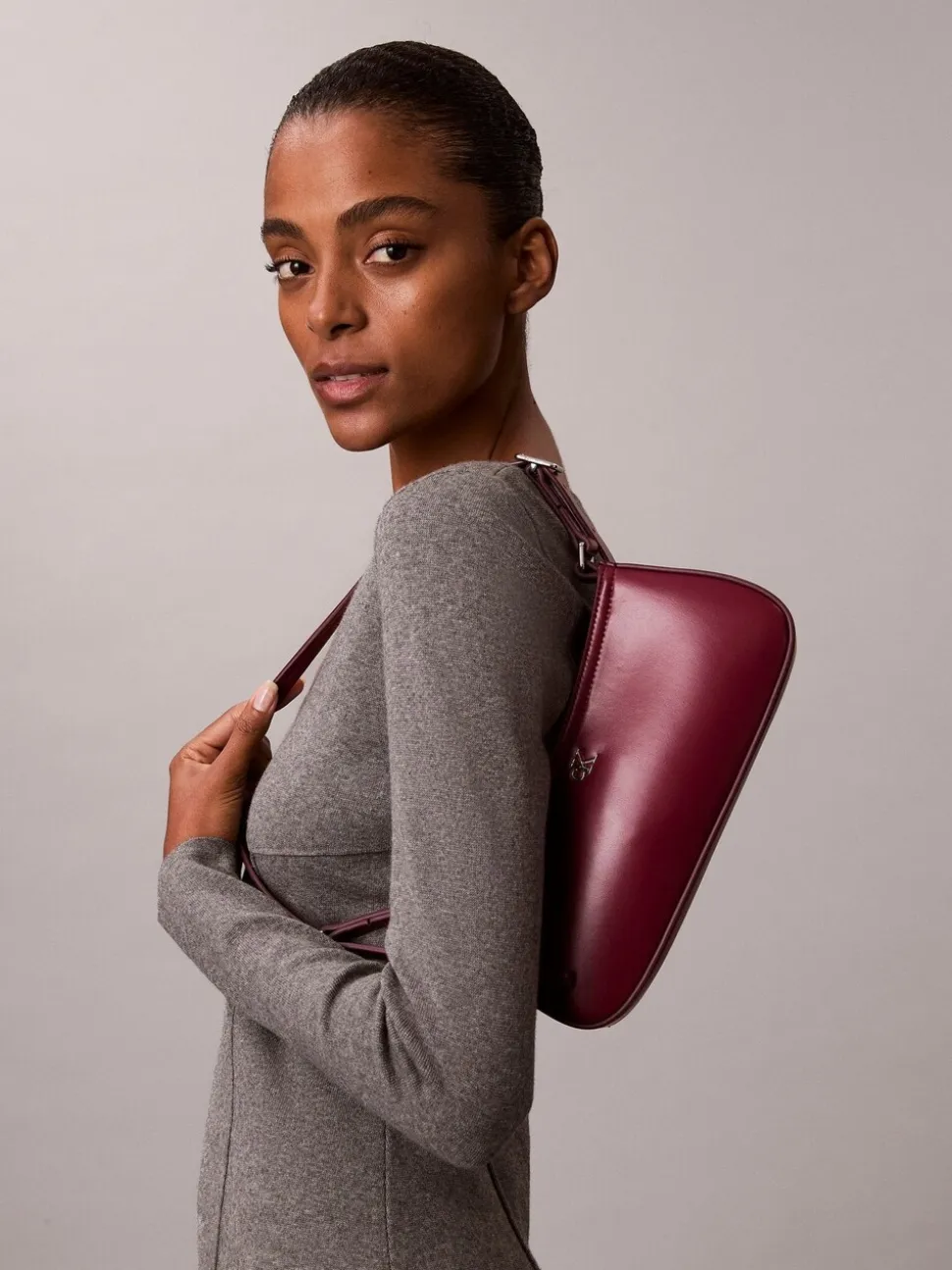 Calvin Klein Monogram Logo Hardware Shoulder Bag