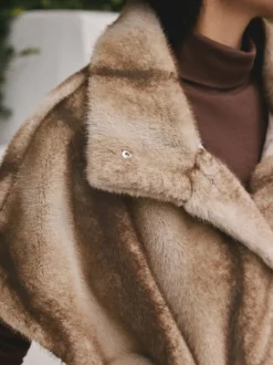 Camel - Faux Fur Tie Waisted Gilet
