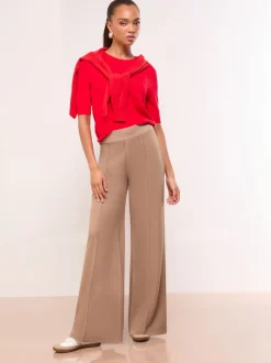 Camel - Lipsy - Broek met wijde pijpen en hoge taille