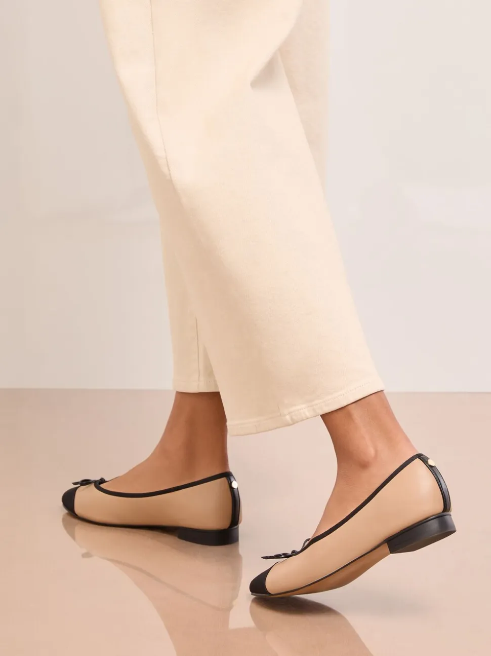 Camel - Lipsy Patent Toecap Ballerinas