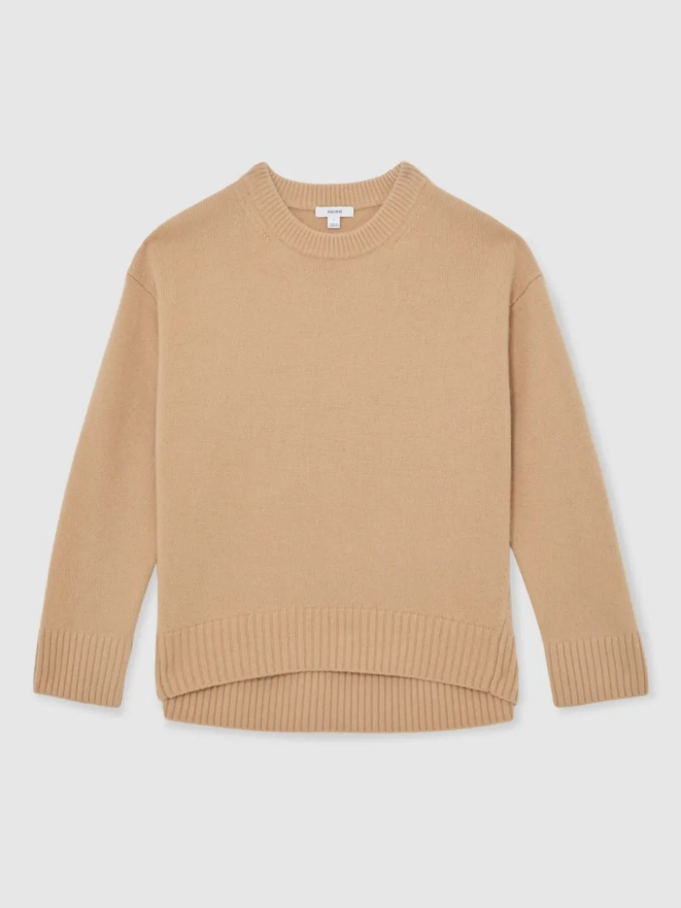 Camel - Reiss Ella wollen kasjmier trui met ronde hals