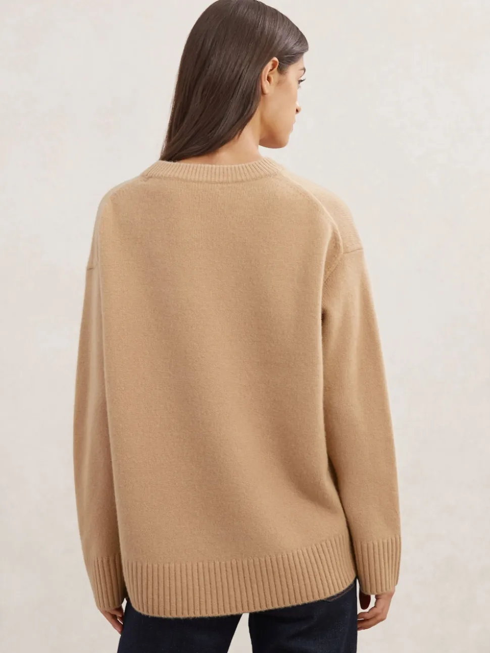 Camel - Reiss Ella wollen kasjmier trui met ronde hals