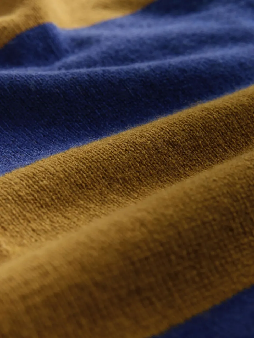Camel Brown/Blue Stripe - 100% Wool N.Premium Polo Jumper