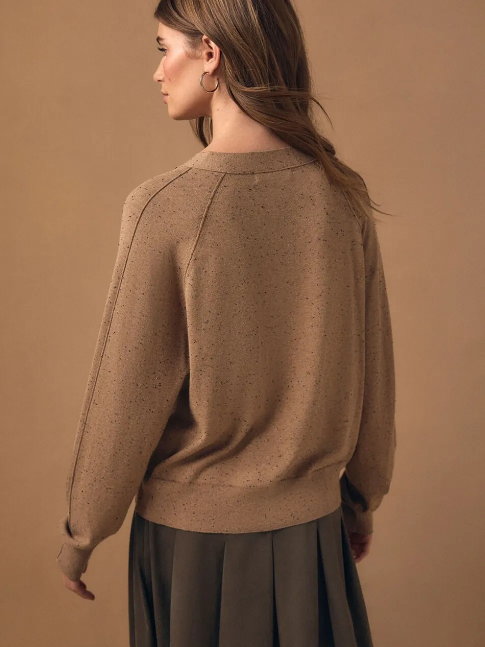 Camel Neppy - Soft Touch V-hals Katoenrijk Vest met Knopen