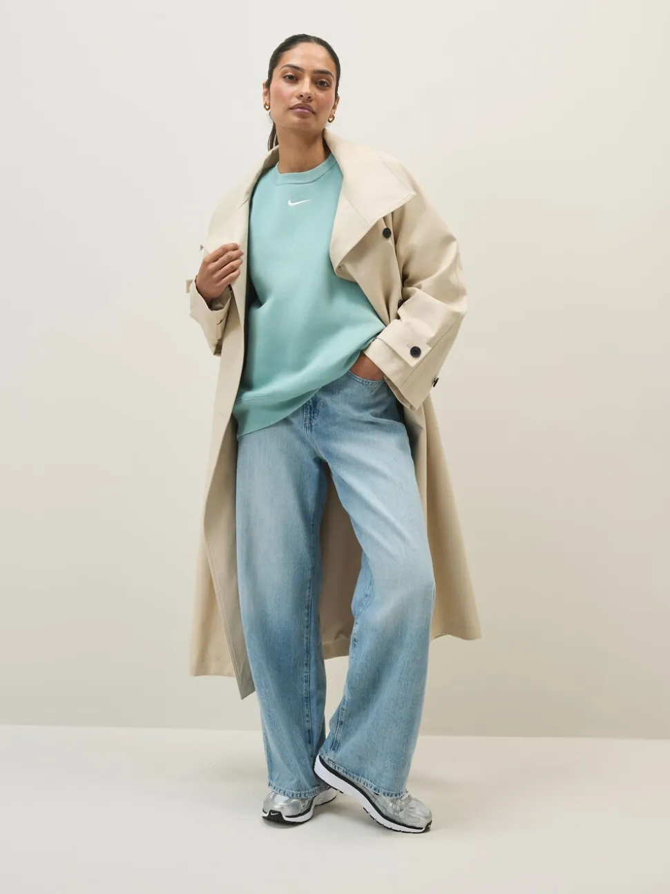 Cannon Blauw - Nike - Oversized fleece sweatshirt met ronde hals