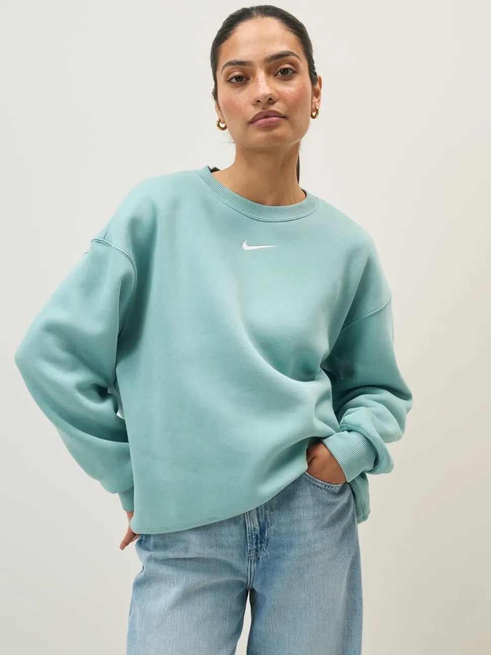 Cannon Blauw - Nike - Oversized fleece sweatshirt met ronde hals