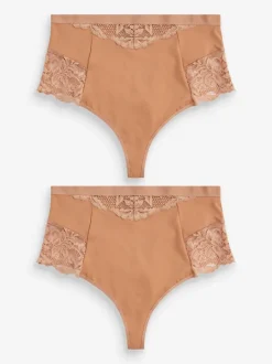 Caramel-nude - 2 Strings met licht buikcorrigerende hoge taille