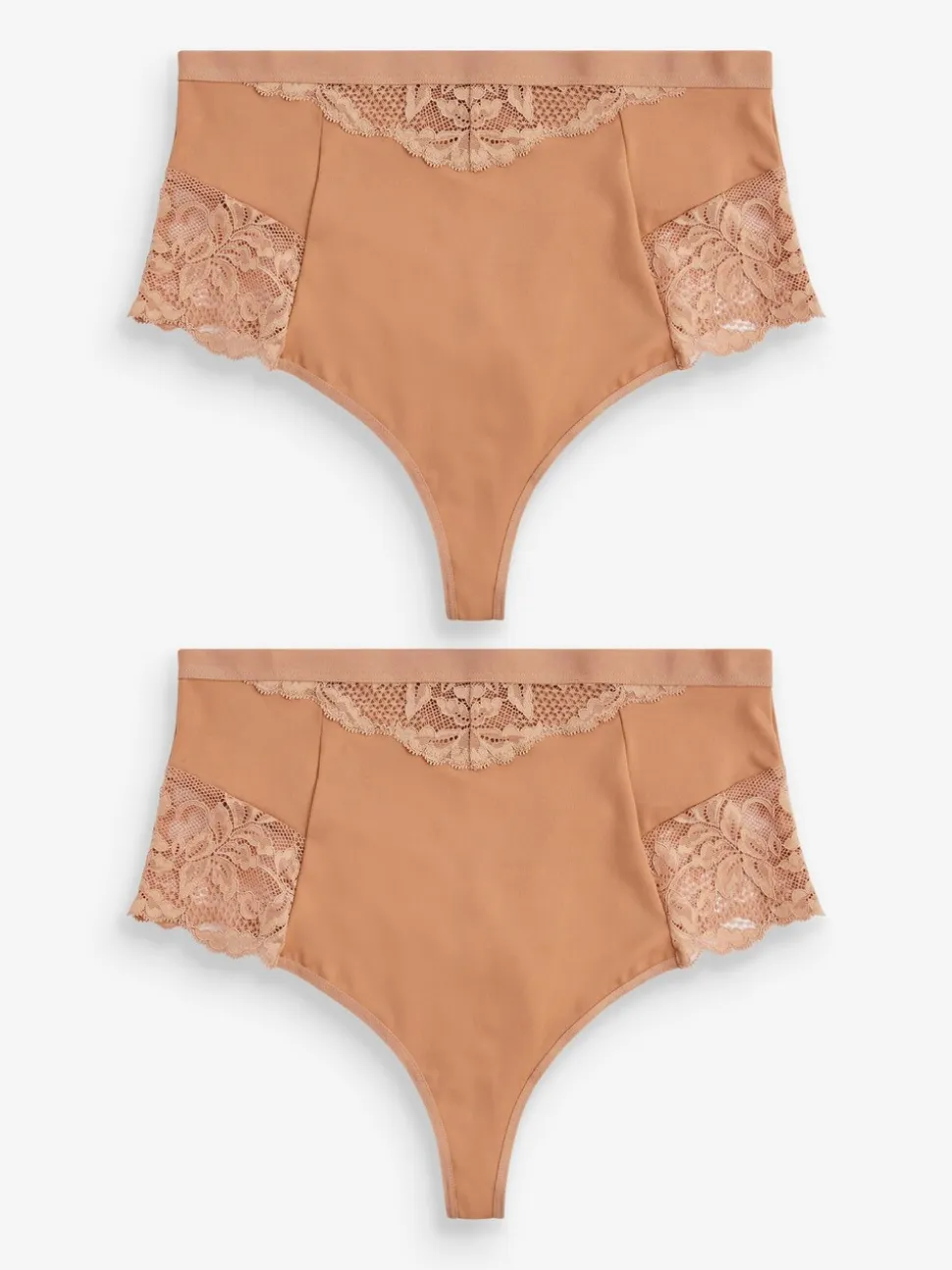 Caramel-nude - 2 Strings met licht buikcorrigerende hoge taille