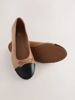 Caramel-nude - Ballerina's met ronde neus