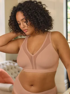 Caramel-nude - B-H beha met totale ondersteuning zonder beugel en ultiem comfort