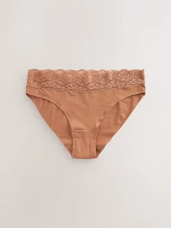 Caramel-nude - Katoenen kanten slipjes 4 stuks