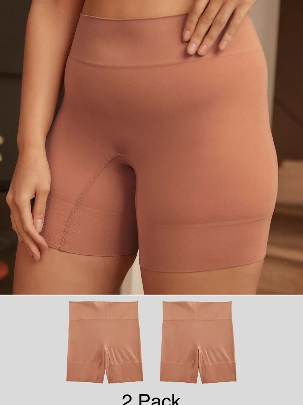 Caramel-nude - Verpakking van 2 naadloze irritatiewerende shorts