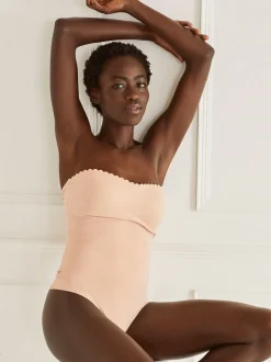 Caramel-nude - Wear Your Own - Beha-slipdress van kant met krachtige buikcorrectie
