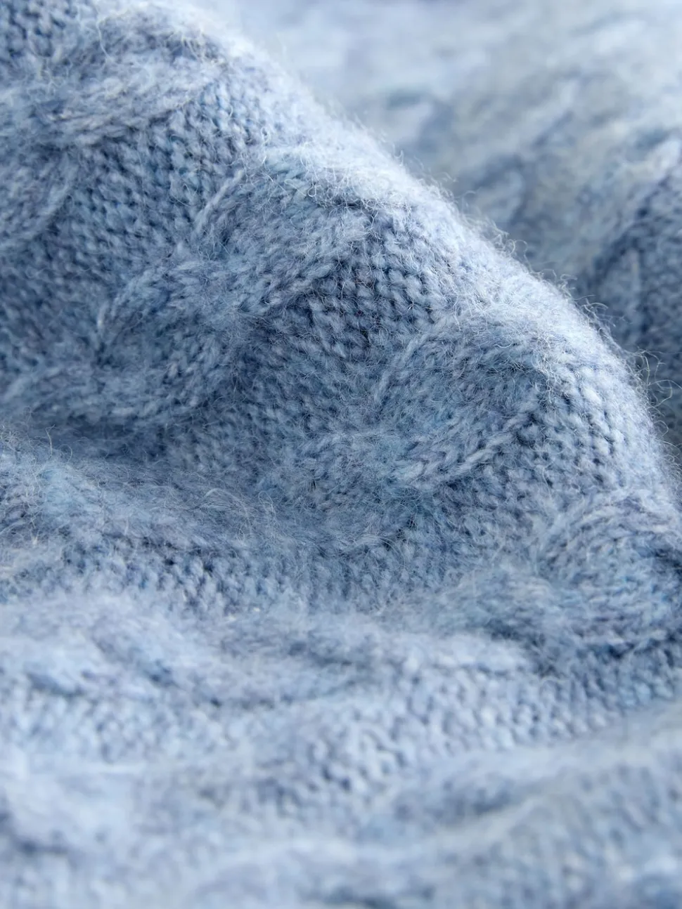 Chambray blauw - Mini-trui-jurk met kabelpatroon